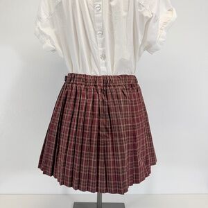 Wild Fable 90s Y2K Dark Academia Burgundy Plaid Pleated Kilt Mini Skirt Size S